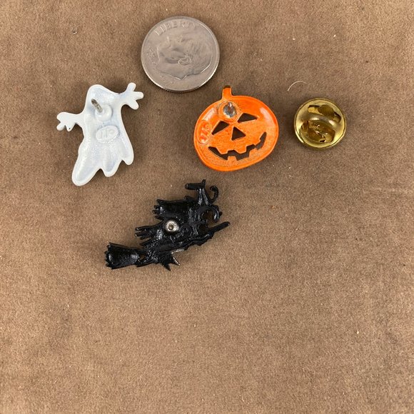 Set Of 3 JJ Jonette Halloween Pins Pumpkin Ghost And Witch Pin - Picture 3 of 5
